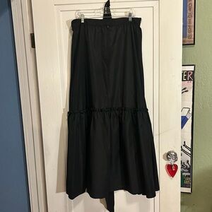 Vintage Bob Miller for Assemblage III Black Satin-look Tiered Maxi Skirt Size 12